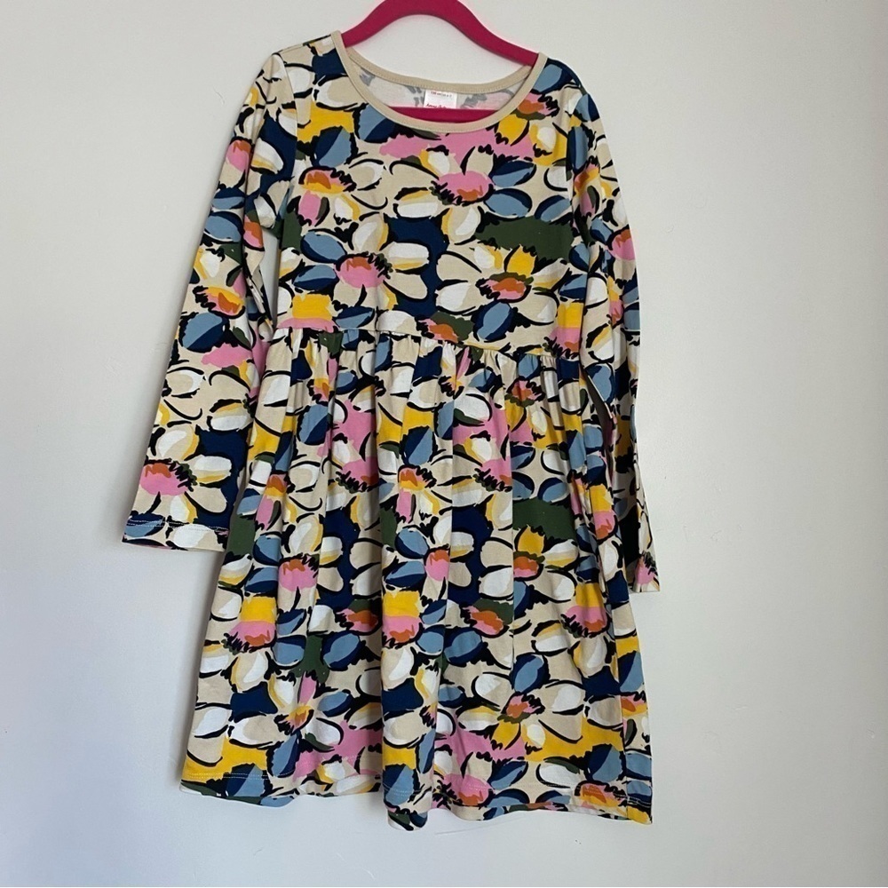 Hanna Andersson floral girls long sleeve cotton dress 6/7 Years